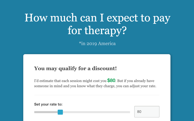 A screenshot showing the web project Therapy Cost Calculator